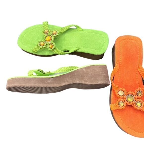 🎉SALE🎉 Chunky Platform Wedge Sandals Braided‎ Straps Stone Accents 8 Party - Picture 2 of 9